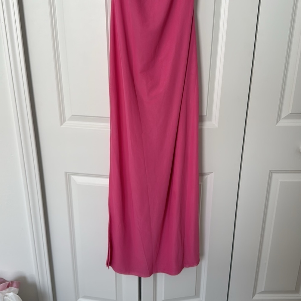 Elegant Pink Spaghetti Strap Backless Dress - Picture 2 of 5